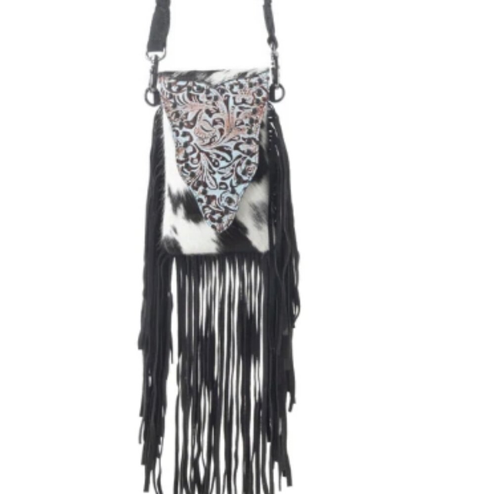 NWT Myra Bag - Dakota Drift Hairon Leather Bag in Ebony & White